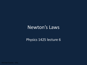 Newton’s Laws Physics 1425 lecture 6 Michael Fowler,  UVa.