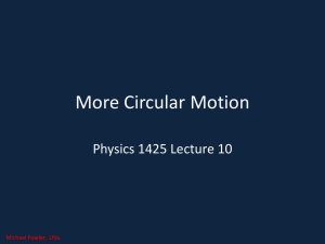 More Circular Motion Physics 1425 Lecture 10 Michael Fowler,  UVa.