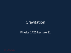 Gravitation Physics 1425 Lecture 11 Michael Fowler, UVa