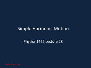 Simple Harmonic Motion Physics 1425 Lecture 28 Michael Fowler, UVa