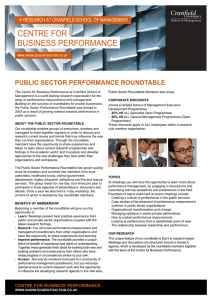 CENTRE FOR BUSINESS PERFORMANCE PUBLIC SECTOR PERFORMANCE ROUNDTABLE