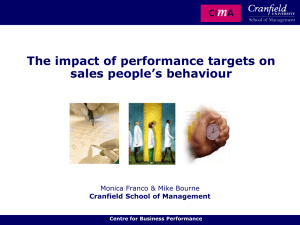 The impact of performance targets on sales people’s behaviour
