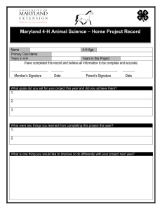 Maryland 4-H Animal Science – Horse Project Record