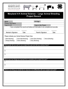 – Large Animal Breeding Maryland 4-H Animal Science Project Record