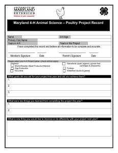 Maryland 4-H Animal Science – Poultry Project Record