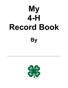My 4-H Record Book By