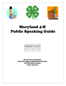 Maryland 4-H Public Speaking Guide Do you have questions?