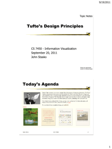Tufte’s Design Principles Today’s Agenda CS 7450 - Information Visualization September 20, 2011