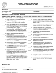 U.S. SMALL BUSINESS ADMINISTRATION APPLICATION FOR SECTION 504 LOAN