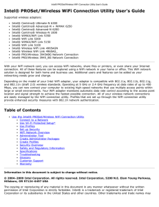 Intel® PROSet/Wireless WiFi Connection Utility User's Guide