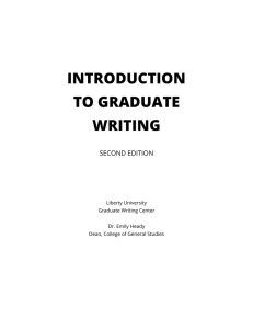INTRODUCTION TO GRADUATE WRITING