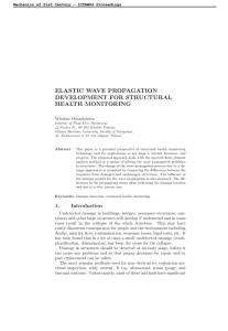 ELASTIC WAVE PROPAGATION DEVELOPMENT FOR STRUCTURAL HEALTH MONITORING Wies law Ostachowicz