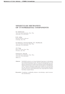 MOLECULAR MECHANICS OF CYTOSKELETAL COMPONENTS M. Atakhorrami K.M. Addas