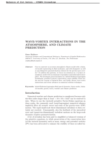 WAVE-VORTEX INTERACTIONS IN THE ATMOSPHERE, AND CLIMATE PREDICTION Onno Bokhove