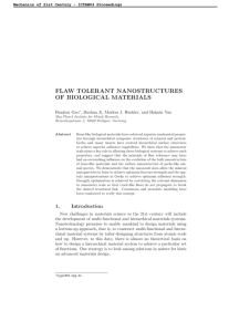 FLAW TOLERANT NANOSTRUCTURES OF BIOLOGICAL MATERIALS Huajian Gao