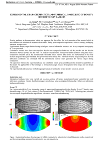 EXPERIMENTAL CHARACTERISATION AND NUMERICAL MODELLING OF DENSITY DISTRIBUTION IN TABLETS I.C.