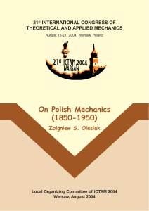 On Polish Mechanics (1850-1950) Zbigniew S. Olesiak 21