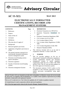 AC 11-3(1)  ELECTRONICALLY FORMATTED CERTIFICATIONS, RECORDS AND