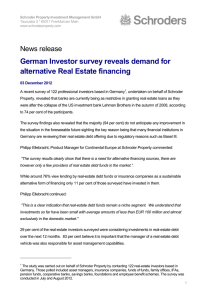 German Investor survey reveals demand for alternative Real Estate financing News release