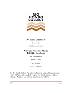 Pre-school Laboratory Policy and Procedure Manual Eligibility Handbook