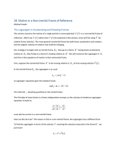 28. Motion in a Non-inertial Frame of Reference ( ) U r