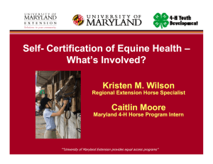 Self Self-- Certification of Equine Health Certification of Equine Health – –