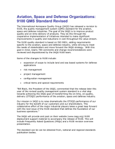 Aviation, Space and Defense Organizations: 9100 QMS Standard Revised