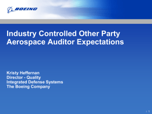 Industry Controlled Other Party Aerospace Auditor Expectations Kristy Heffernan Director - Quality