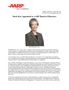Doris Koo Appointed to AARP Board of Directors
