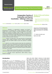 Comparative Toxicity of Endosulfan and Fipronil In Vivo In Vitro