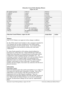 Education Council (EC) Meeting Minutes August 20, 2013