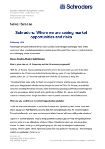 Schroders: Where we are seeing market opportunities and risks News Release
