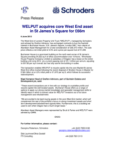 WELPUT acquires core West End asset Press Release