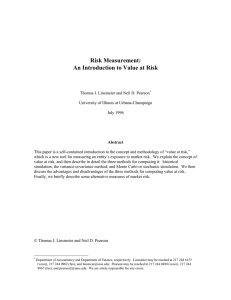 Risk Measurement: An Introduction to Value at Risk