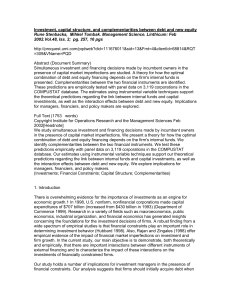 Investment, capital structure, and complementarities between debt and new equity