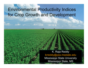 Environmental Productivity Indices for Crop Growth and Development K. Raja Reddy