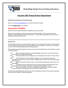 Houston ISD Virtual School Department  StudentEdge Student Account Setup Instructions