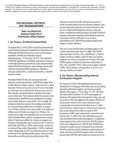 EPA REGIONAL REPORTS: result of certain utility mercury emission controls, such