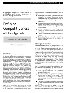 Mapping the competitive environment of an DEFINING COMPETITIVENESS: A HOLISTIC APPROACH 49