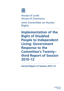 Implementation of the Right of Disabled People to Independent Living: Government