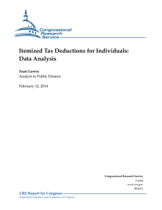 Itemized Tax Deductions for Individuals: Data Analysis Sean Lowry Analyst in Public Finance