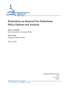 Restrictions on Itemized Tax Deductions: Policy Options and Analysis Jane G. Gravelle