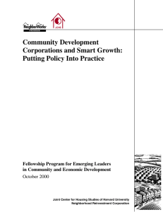 Community Development Corporations and Smart Growth: Putting Policy Into Practice October 2000