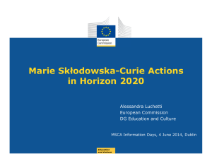 Marie Skłodowska-Curie Actions in Horizon 2020 Date: in 12 pts Alessandra Luchetti