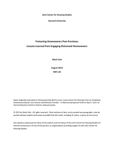 Protecting Homeowners Post-Purchase: Lessons Learned from Engaging Distressed Homeowners