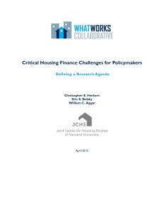 Critical Housing Finance Challenges for Policymakers Defining a Research Agenda