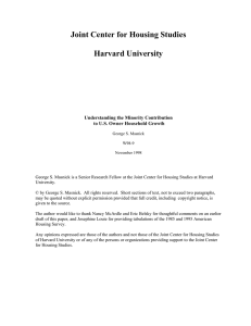 Joint Center for Housing Studies  Harvard University Understanding the Minority Contribution