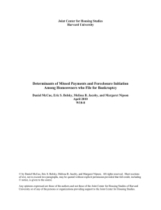 Determinants of Missed Payments and Foreclosure Initiation
