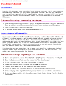 Data Import/Export Introduction