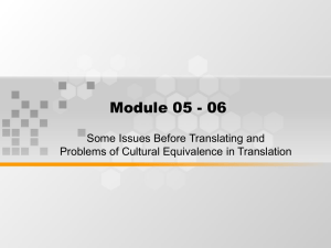 Module 05 - 06 Some Issues Before Translating and